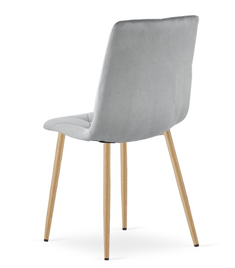 Krzesło LIBRA - jasny szary aksamit / nogi kolor drewna x 3