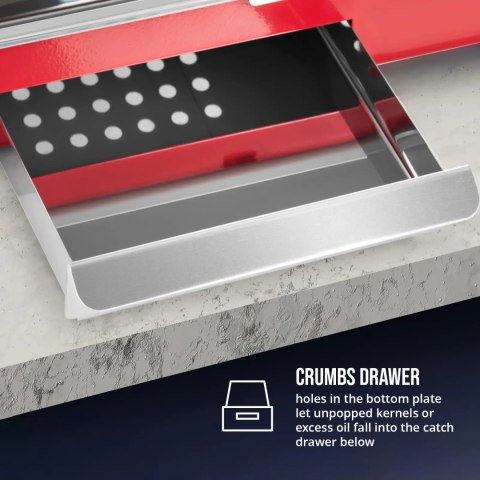 Maszyna urządzenie do prażenia popcornu retro 1500 W 5 kg/h - czerwona