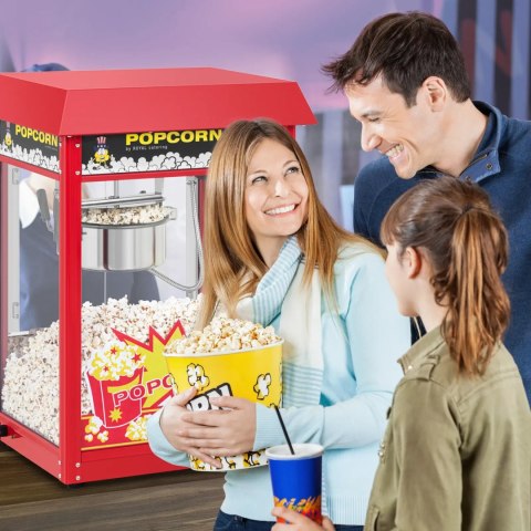 Maszyna urządzenie do prażenia popcornu retro 1500 W 5 kg/h - czerwona