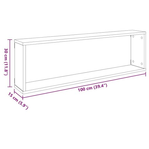 Półki ścienne kostki, 2 szt., szarość betonu, 100x15x30 cm