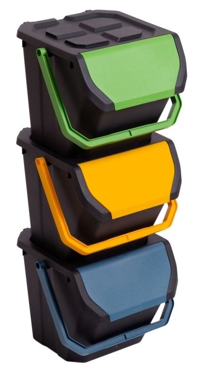 Zestaw 3 koszy na śmieci FRIDA na segregacje odpadu 3 x 25l