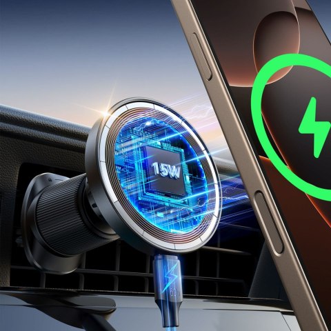 Ładowarka samochodowa indukcyjna do telefonu na kratkę deskę MagSafe - czarny