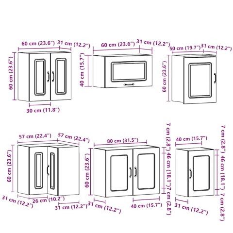 Zestaw szafek kuchennych, Kalmar, 11-częściowy, szarość betonu