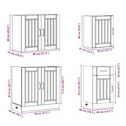 Zestaw szafek kuchennych Lucca 7-częściowy szary dąb sonoma
