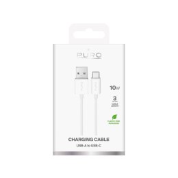 Kabel przewód USB-A - USB-C TPE 10W 3m - biały