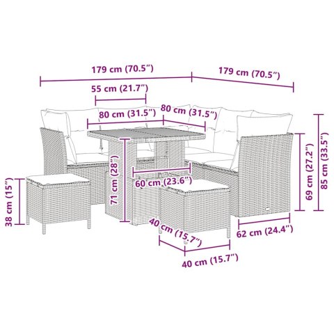Zestaw Sof na Ogród z poduszką 8 pcs beżowo-jasnoszary