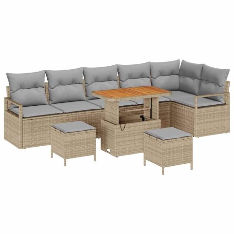 VidaXL Zestaw Sof na Ogród z poduszką 9 pcs Beżowy i jasnoszary