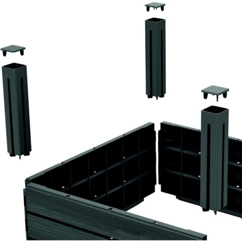 GRZĄDKA RABAT OGRODOWA OBRZEŻE BASE WOOD 149x75CM ANTRACYT