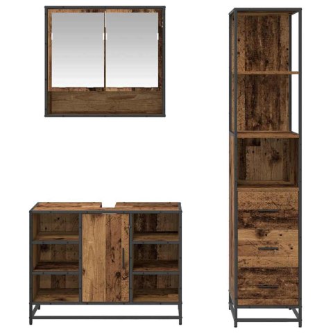 Zestaw mebli łazienkowych z szufladą z półką 3 pcs Stare drewno