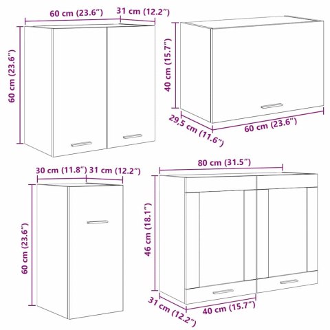 Zestaw szafek kuchennych z szufladą Lyon 8 pcs Wędzony dąb