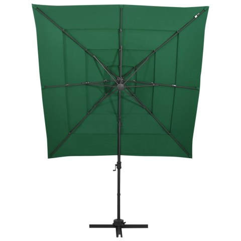 4-poziomowy parasol na aluminiowym słupku, zielony, 250x250 cm