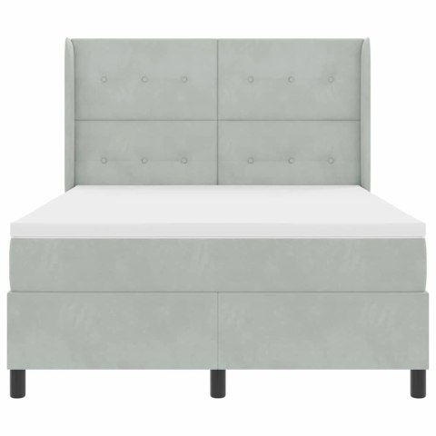 Łóżko sprężynowe Ze LED Lights Jasnoszary 140 x 190 cm Aksamit