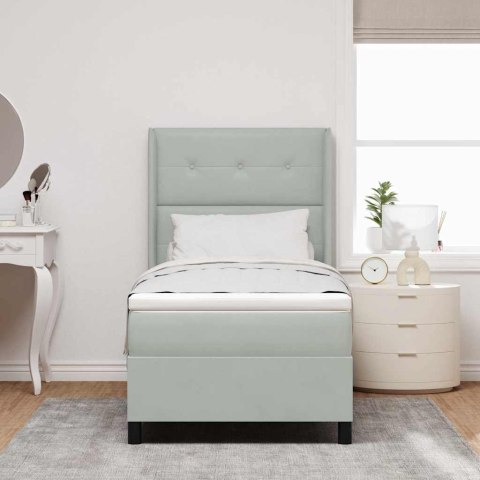 VidaXL Łóżko sprężynowe z materacem Jasnoszary 100 x 200 cm Aksamit