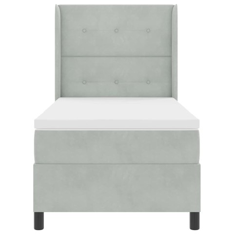 VidaXL Łóżko sprężynowe z materacem Jasnoszary 100 x 200 cm Aksamit