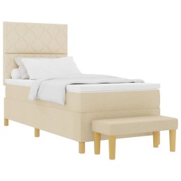 VidaXL Łóżko sprężynowe z materacem Kremowy 100 x 200 cm tkanina