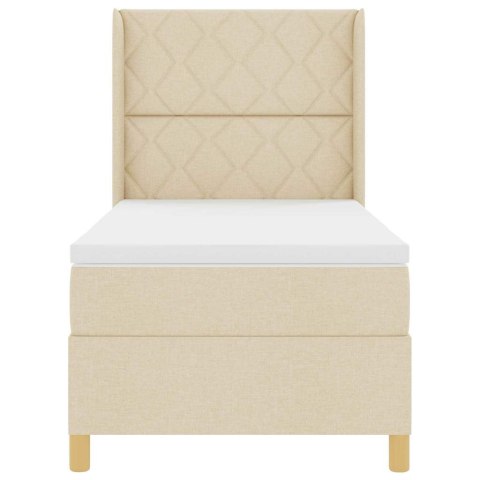 VidaXL Łóżko sprężynowe z materacem Kremowy 140 x 200 cm tkanina