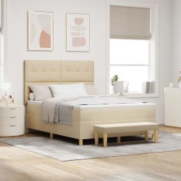 VidaXL Łóżko sprężynowe z materacem Kremowy 160 x 200 cm tkanina