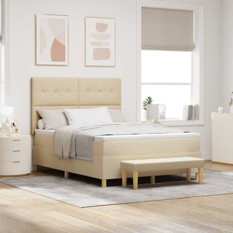 Łóżko sprężynowe z materacem Kremowy 160 x 200 cm tkanina