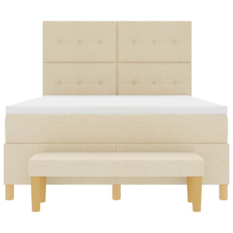 Łóżko sprężynowe z materacem Kremowy 160 x 200 cm tkanina