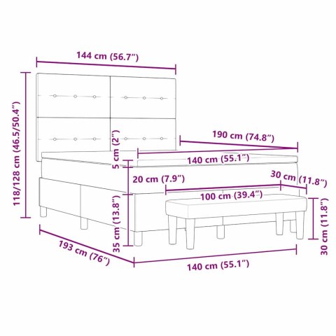 Łóżko sprężynowe z materacem Niebieski 140 x 190 cm tkanina