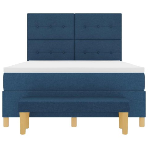 Łóżko sprężynowe z materacem Niebieski 140 x 190 cm tkanina