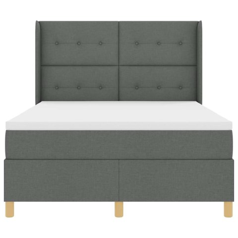 VidaXL Łóżko sprężynowe z materacem Szary 140 x 190 cm tkanina