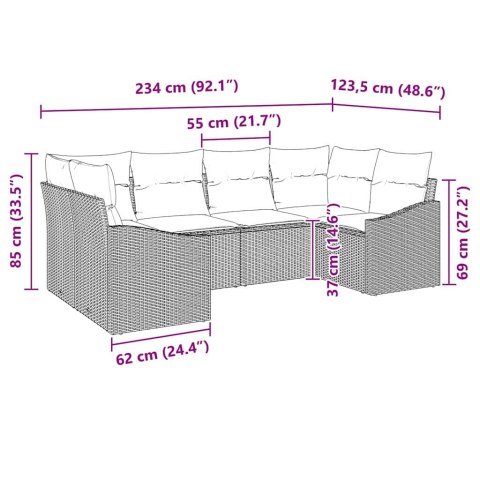 Zestaw Sof na Ogród z przechowywaniem 6 pcs Szary polirattan