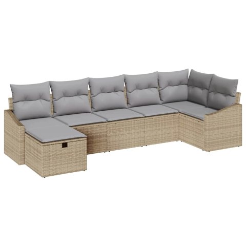 Zestaw Sof na Ogród 7 pcs Beżowy 55 x 62 x 69 cm Polirattan
