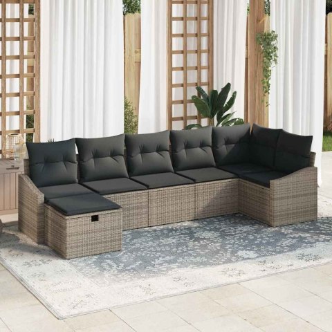 Zestaw Sof na Ogród 7 pcs Szary 55 x 62 x 69 cm Polirattan