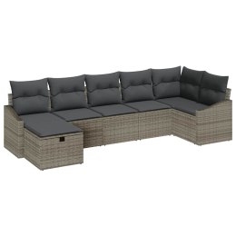 Zestaw Sof na Ogród 7 pcs Szary 55 x 62 x 69 cm Polirattan