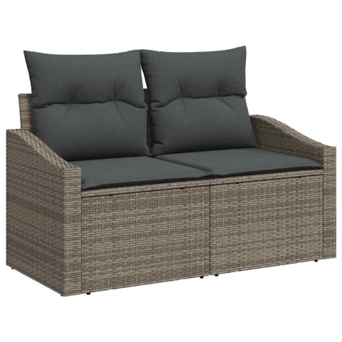 Zestaw Sof na Ogród 7 pcs Szary 55 x 62 x 69 cm Polirattan