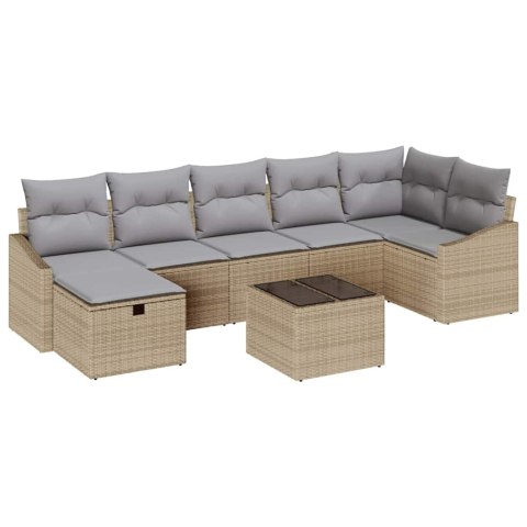 Zestaw Sof na Ogród 8 pcs Beżowy 55 x 62 x 69 cm Polirattan
