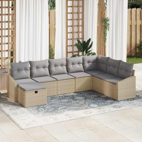 Zestaw Sof na Ogród 8 pcs Beżowy 55 x 62 x 69 cm Polirattan