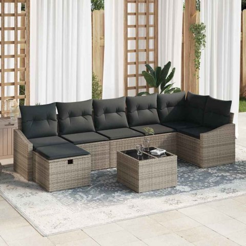 Zestaw Sof na Ogród 8 pcs Szary 55 x 62 x 69 cm Polirattan