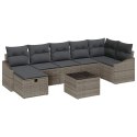 Zestaw Sof na Ogród 8 pcs Szary 55 x 62 x 69 cm Polirattan