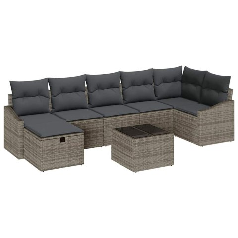 Zestaw Sof na Ogród 8 pcs Szary 55 x 62 x 69 cm Polirattan