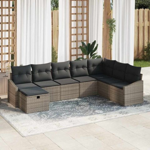 Zestaw Sof na Ogród 8 pcs Szary 55 x 62 x 69 cm Polirattan