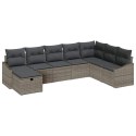 Zestaw Sof na Ogród 8 pcs Szary 55 x 62 x 69 cm Polirattan