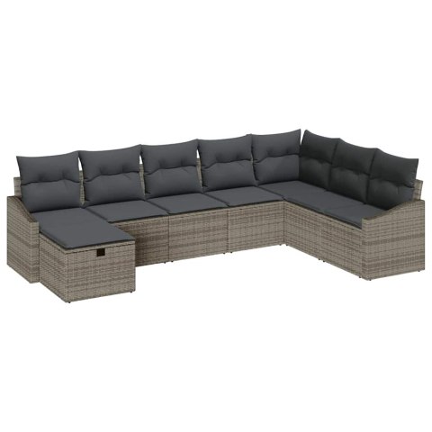 Zestaw Sof na Ogród 8 pcs Szary 55 x 62 x 69 cm Polirattan