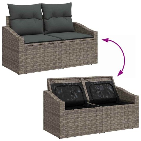 Zestaw Sof na Ogród 8 pcs Szary 55 x 62 x 69 cm Polirattan