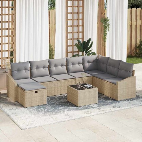 Zestaw Sof na Ogród 9 pcs Beżowy 55 x 62 x 69 cm Polirattan