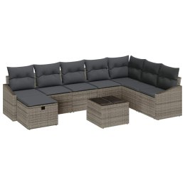 Zestaw Sof na Ogród 9 pcs Szary 55 x 62 x 69 cm Polirattan