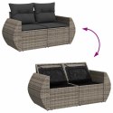 Zestaw Sof na Ogród z poduszką 9 pcs Szary Rattan poli