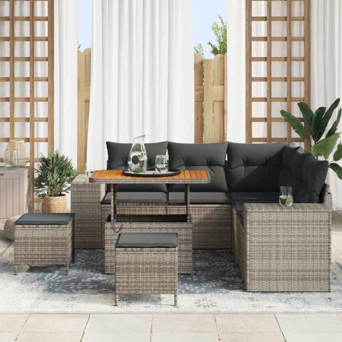 Zestaw Sof na Ogród z poduszką z przechowywaniem 8 pcs Szary