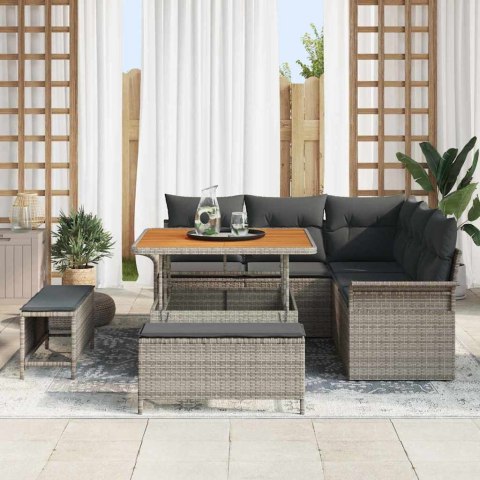 Zestaw Sof na Ogród z poduszką z przechowywaniem 8 pcs Szary