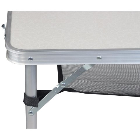 STOLIK TURYSTYCZNY SKŁADANY KEMPINGOWY 120x60x70/62/55CM 4 KRZESŁA I PÓŁKA