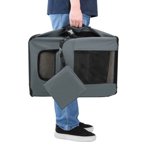 Składany transporter XL dla dużych psów do samochodu, szary