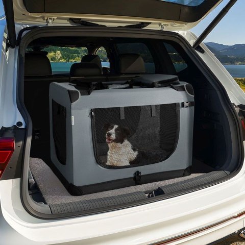 Składany transporter XL dla dużych psów do samochodu, szary