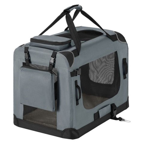 Składany transporter XL dla dużych psów do samochodu, szary