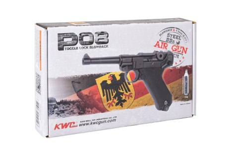 Wiatrówka pistolet RANGER P08 Parabellum KWC kal. 4,5 BBs BLOW BACK 21 strz. FULL METAL CO2 (AAKCMB410AZB)